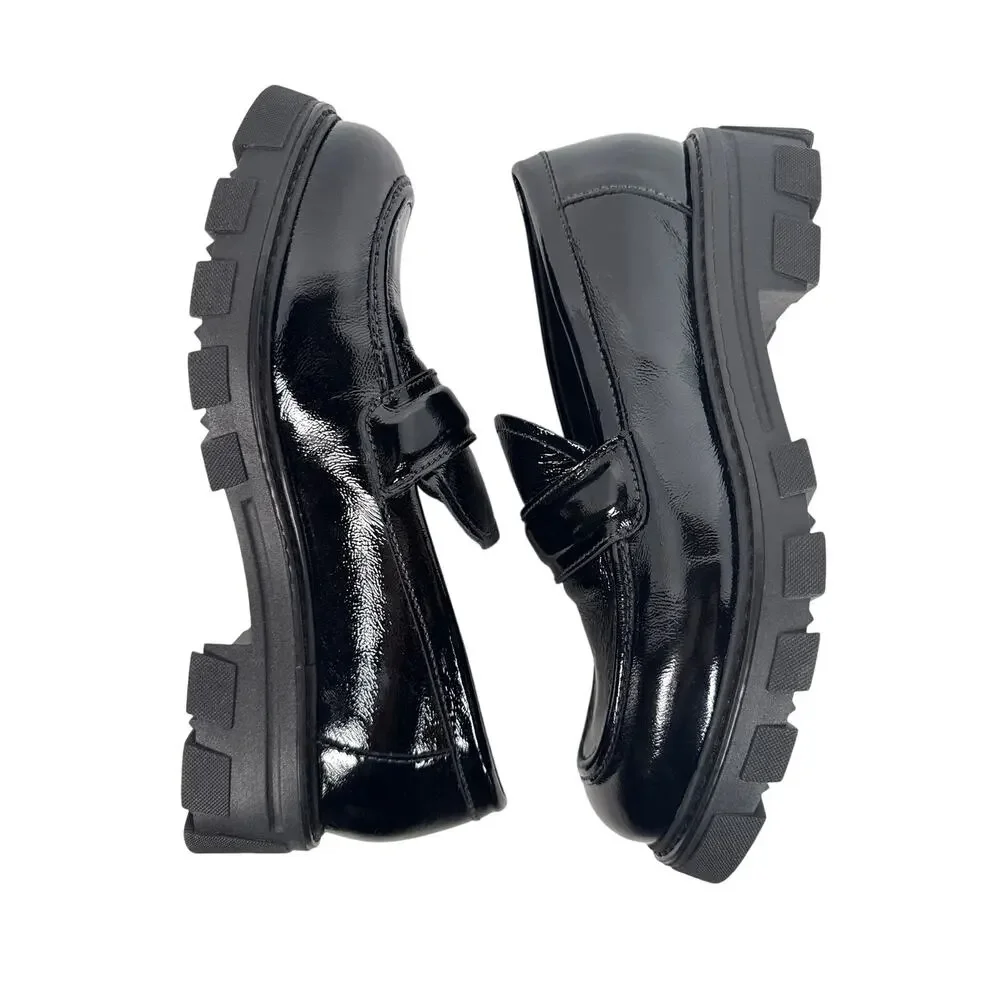 La Canadienne Douglas Platform Loafer Womens 10 M‎ Black Patent Leather